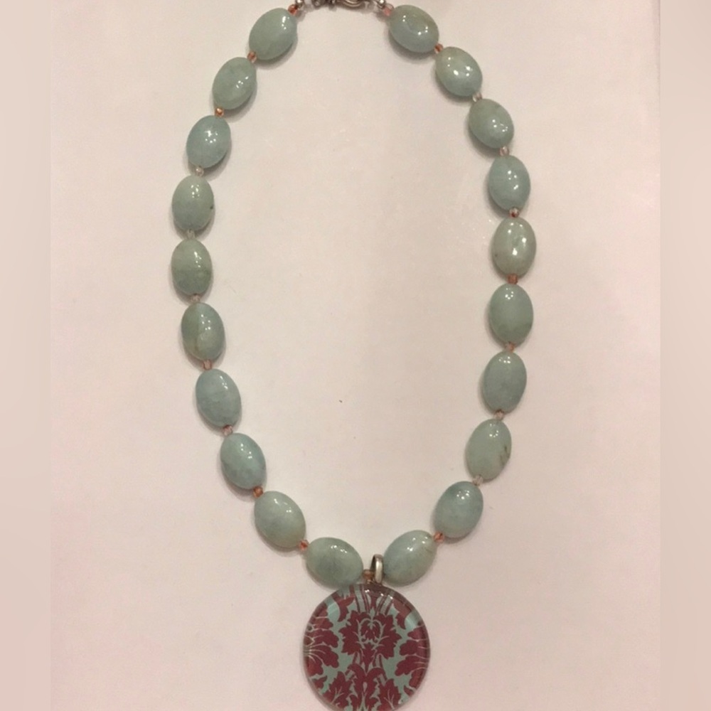 Custom made 16” necklace w/glass gem stones.